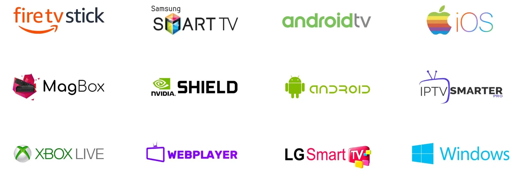 IPTV UK platform and device logos on one sheet