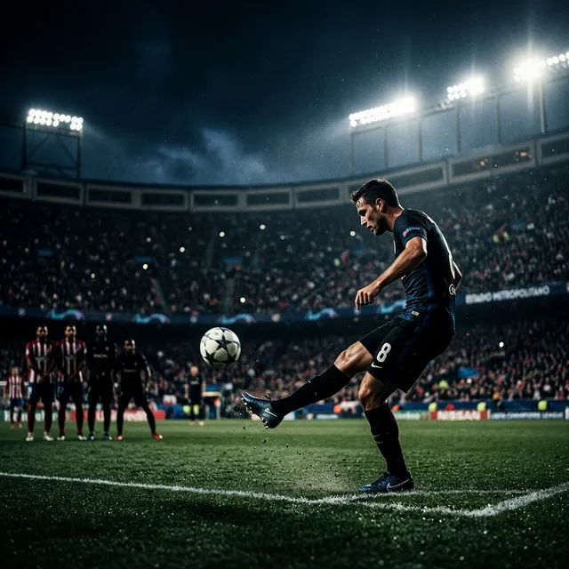IPTV UK football: a free kick struck under the floodlights