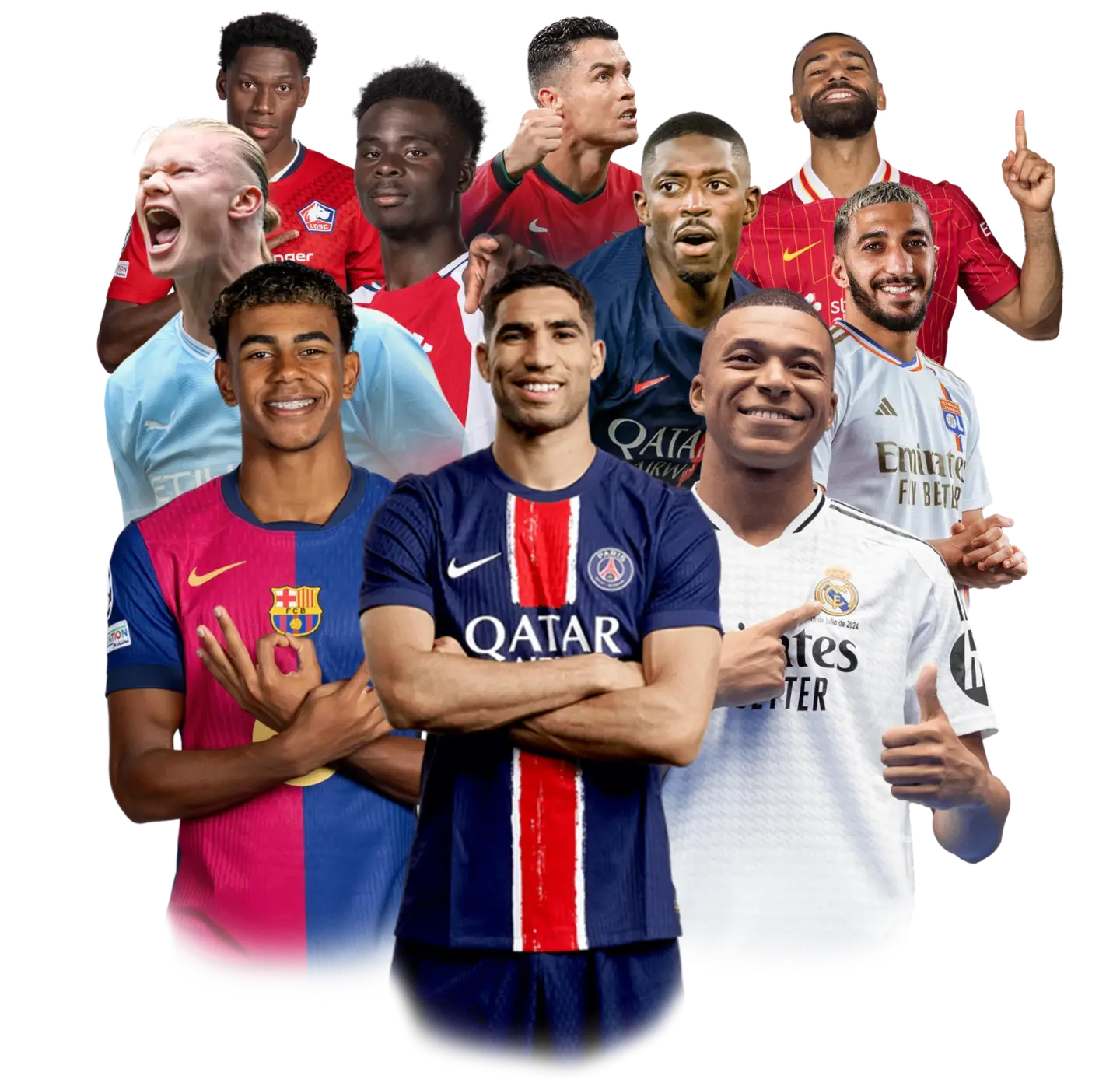 IPTV UK worldwide football: a collage of star players from around the world